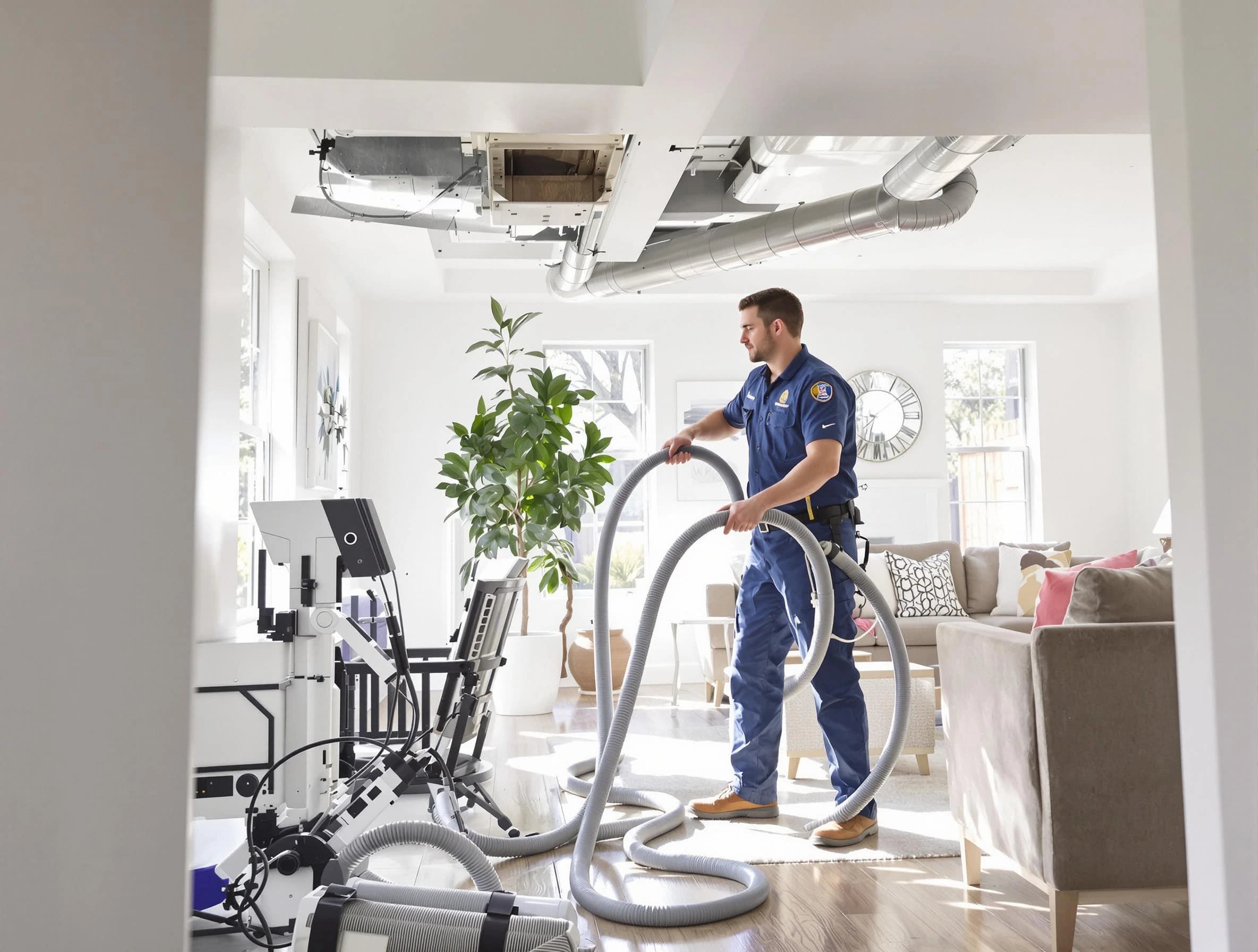 Hemet Air Duct Cleaning technician performing thorough AC duct cleaning for enhanced cooling efficiency in Hemet