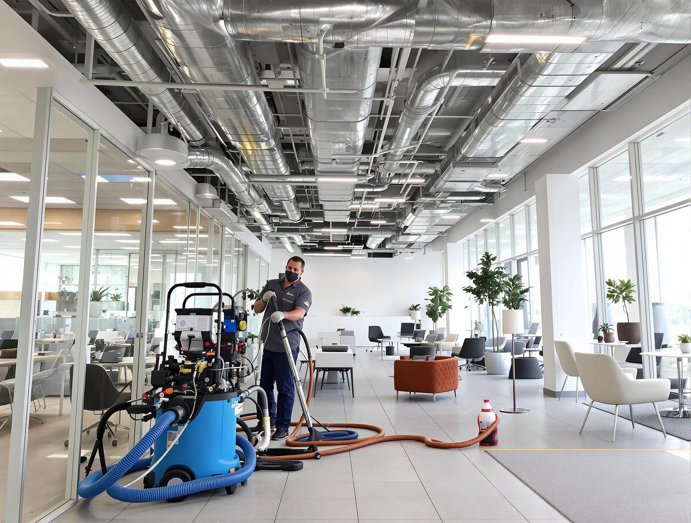 Hemet Air Duct Cleaning team conducting comprehensive commercial duct cleaning at a business location in Hemet