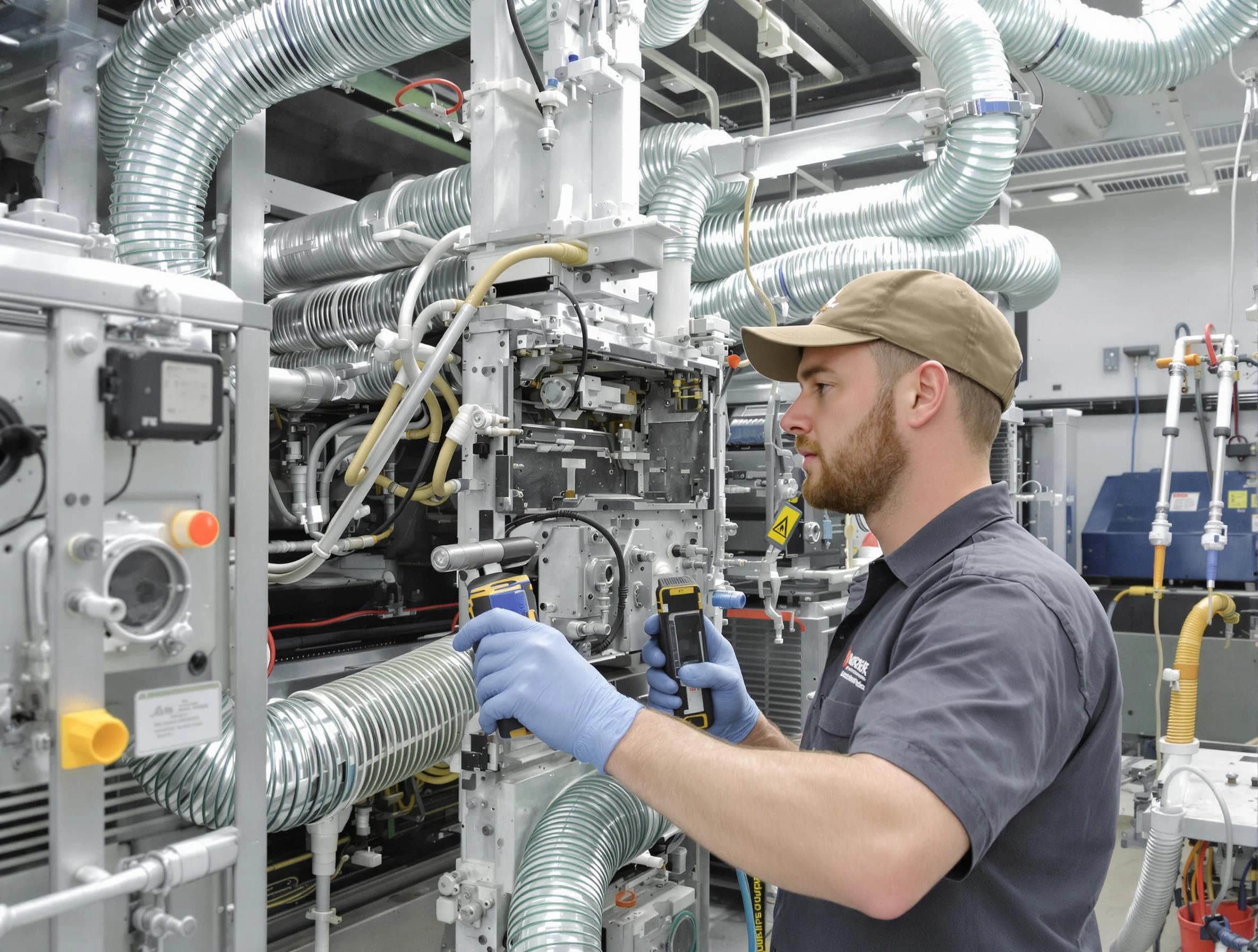 Hemet Air Duct Cleaning technician performing precision commercial coil cleaning at a business facility in Hemet