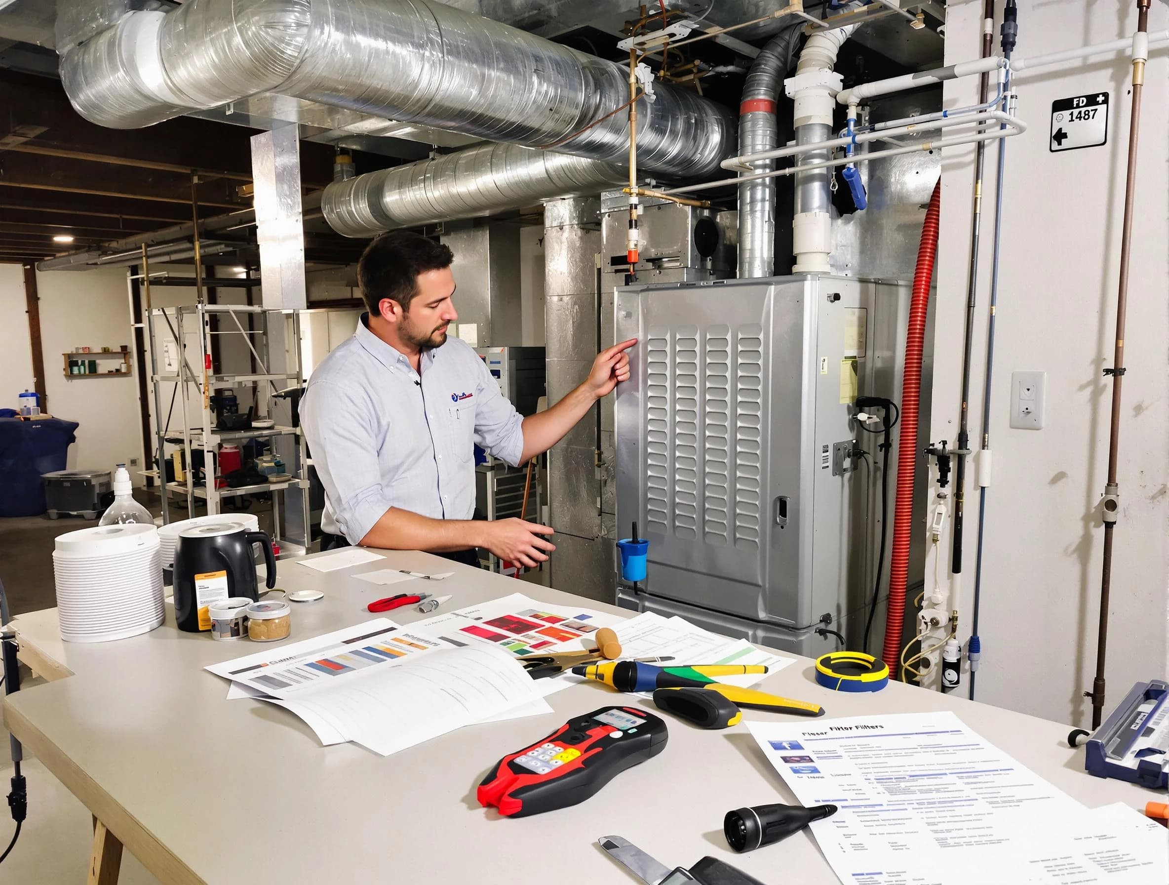 Hemet Air Duct Cleaning inspector conducting detailed filter system evaluation using professional diagnostic tools in Hemet