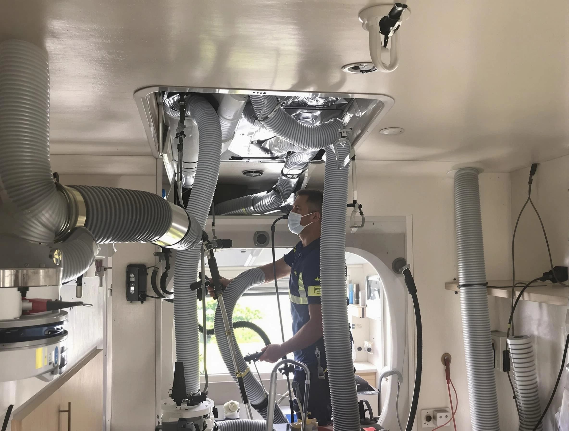 Hemet Air Duct Cleaning specialist performing precise mobile home duct cleaning in Hemet