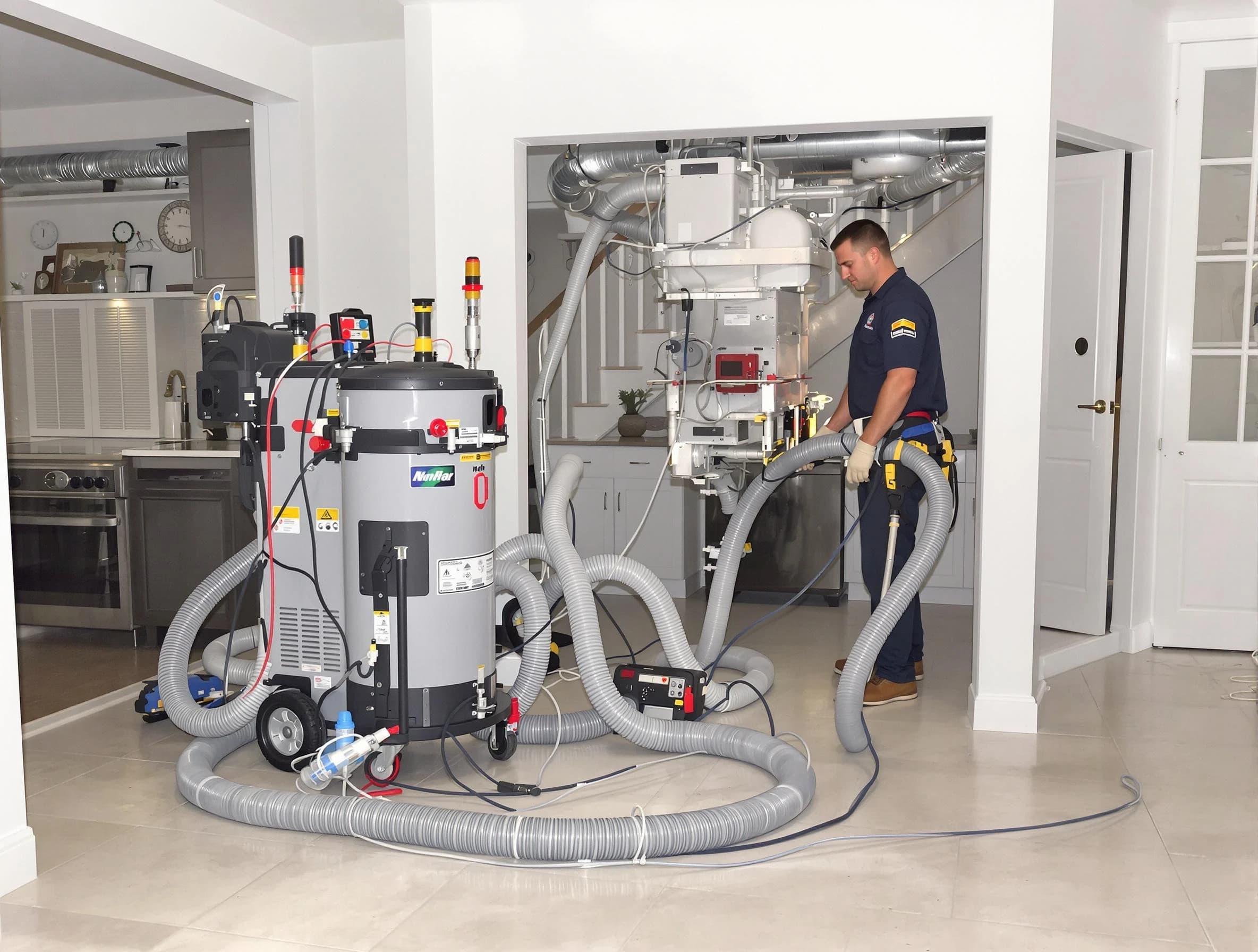 Hemet Air Duct Cleaning technician operating negative pressure cleaning equipment for thorough duct maintenance in Hemet